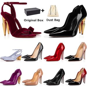 Designer High Heel Designers Red Bottoms Dress Shoes Styles Dames Stiletto Heels 8 10 12cm Echt lederen punt Toenpompen Loafers Rubbergrootte 36-44