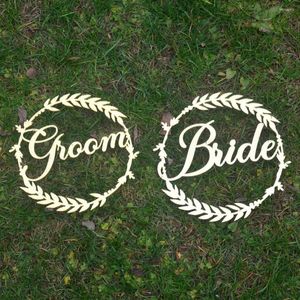 Party Decoration Personlig brudbrudgum Wedding Hanging Sign Anpassad guld silver spegelstolskyltar för deco po props 2st