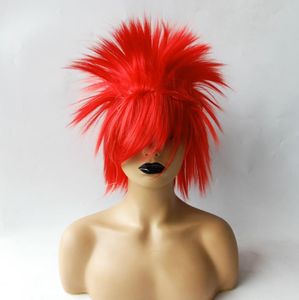 Hair Cap Party Costume Accessories Cosplay Bright Colorufl Wigs Short Heat Resistant Synthetic Hair With Fringe Hairstyles Mardi Gras Carnival Supplies Men Women