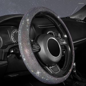 Steering Wheel Covers Diamond Leather Cover With Bling Crystal Rhinestones Universal Fit 15 Inch Car Protector For Girls