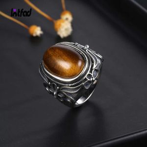 Cluster Rings 925 Sterling Silver Natural 11X17MM Oval Tiger Eye Ring for Women Men Gift Vintage Large Ring Wholesale Fine Jewelry G230228