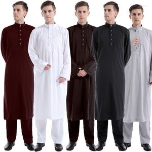 Roupas étnicas Oriente Médio da Arábia Saudita Islâmica ABAYA Islã muçulmano Homens Kaftan Robes de duas peças Pant Dubai National Traje