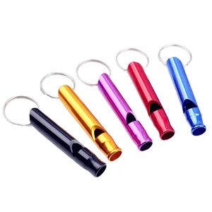 Portable Whistle Key Rings Aluminum Alloy Lifeguard Whistle Keychains Self Defense Alarm Whistle Key Ring for Men Women Outdoor Emergency Siren Promotion Gift