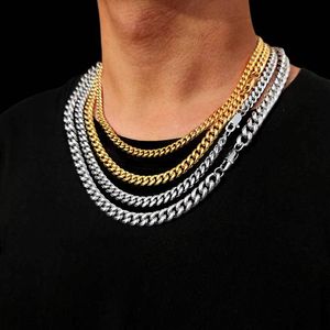 hiphop halsband hängar 5mm kedjor europeiska och amerikansk rostfritt stål rund slipning kryptering kubansk kedja äkta guldpläterad titan mäns halsband