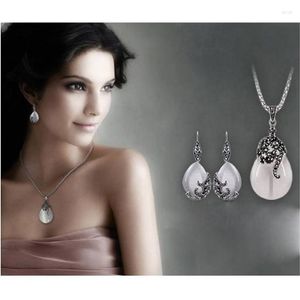 Necklace Earrings Set Austria Crystal Water Drop Bridal Rhinestone For Bride Wedding Dubai Jewelry