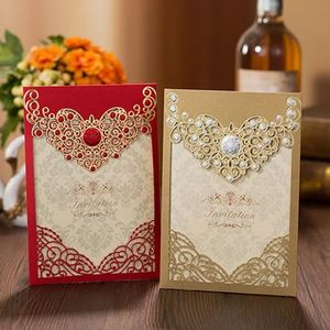 Andra evenemangsfestleveranser 10pcslove Heart Wedding Invitations Card Laser Cut Elegant Greeting Enkruples Engagement Decorations 230228