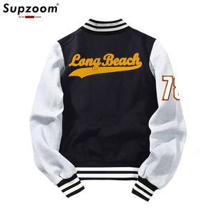 Herrjackor Ankomstförsäljning Baseball Uniform Coat Fleece Cotton Letter Preppy Style Single Breasted Bomber Jacket Brand Clothing Men 230301