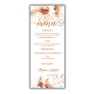 Other Event Party Supplies Personalised Modern Wedding Menu Template Reception Dinner Bohemian Minimalist Pampas Grass 230228