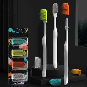 Escova de dentes metal hanedle 6 pcs replacável pincel de dente nano macio nano cerdas adultas biodegradáveis ​​limpeza de saúde biodegradável 230228