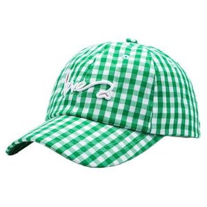 Ball Caps Fashionl Plaid Cap Love Вышитая вышитая бейсбольная шапка Женщины девочки шляпа свежее цвет черный розовый красно -зеленый желтый bluej230228