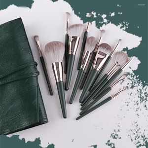 Pincéis de maquiagem 14pcs/conjunto verde pincel universal shadot palette Conjunto