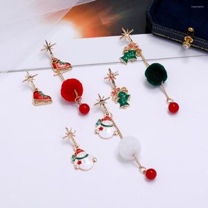 Orecchini pendenti Perle di Natale Ornamenti lineari Palla di peluche Pupazzo di neve/caramelle/pattini/campana/Albero di Natale/guanti Regali di festa