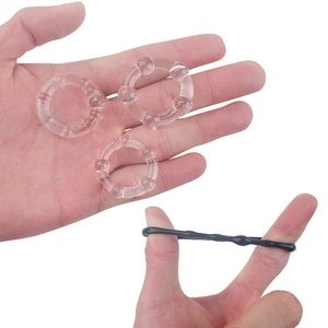 Brinquedo sexual massageador3 peças anéis de pênis com contas de silicone retardando a ejaculação trava peniana constrição donuts sexo para homens