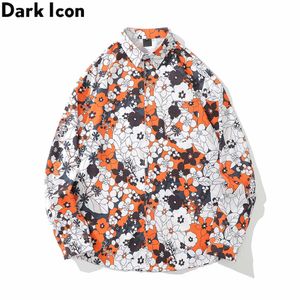 Męskie koszule Dark Floral Full Print Up Holiday Beach Męska koszul