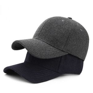 Berretti da baseball Cappello invernale in stoffa di lana da uomo Cappello da baseball caldo addensato da donna Bordo luminoso Tinta unita Uomo Testa grande intorno alla marea CasquetteJ230228