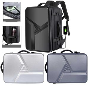 バックパック USB 大容量バックパックハードシェル通勤バッグファッションノートブック 17 インチコンピュータバッグ ABS 素材旅行防水スーツケース