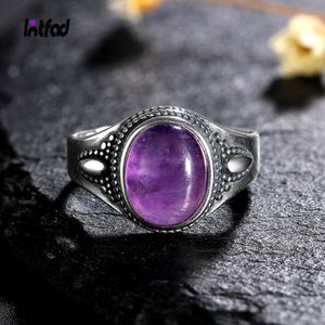 Cluster Rings S925 Sterling Silver Fine Jewelry Natural 8x10mm Amethyst Stone Personliga ringar för kvinnor Bröllopsmycken Gift G230228