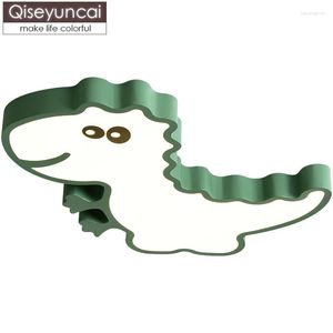 Luzes de teto Qiseyuncai nórdico moderno minimalista cartoon dinossauro quarto infantil lâmpada led letra masculina sala de jardim de infância