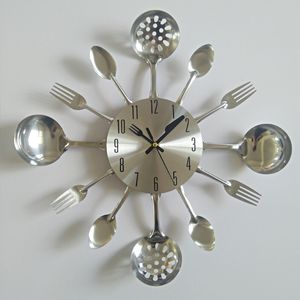 Relógios de parede Real Metal Wall Clock Kitchen Decoration Quartz Mute Modern separa a agulha Relógio 230301