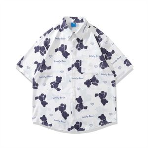 Herren-Freizeithemden, dunkles Volldruck-Hawaii-Hemden, Sommer-Strandhemden mit abgerundetem Saum, Mann Z0224