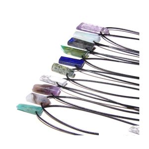 カーDVRペンダントネックレス天然クリスタルストーンスライスポイントビーズネックレスAQUAMARINES AMETHYST TURQUOISE FOR WOMEN MEN JEWELRY GIFTS DROP D DHT8W