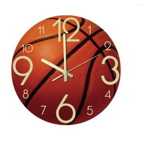 Orologi da parete 12 pollici Pallacanestro Calcio Orologio luminoso 3D Regalo tridimensionale Decorazione domestica Moda Silenzioso