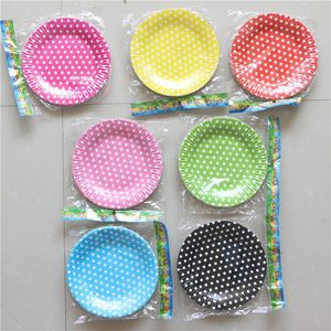 Disposable Dinnerware Birthday Party Dishes Kids Favors Decoration Pink Tableware Baby Shower Blue/red Polka Dot Theme Paper Plates Supplies
