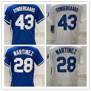 La Noah Syndergaard 43 Martinez 28 camisas de beisebol de camisa Botão de cor azul branca Button Up Men Tamanho S-xxxl Mix de costura e combine todas as camisas