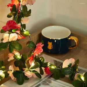 Decorative Flowers 2M20Led Christmas Wreath Simulation Rattan Copper Wire Lamp String Plant Home Holiday Wedding And Year Decoration