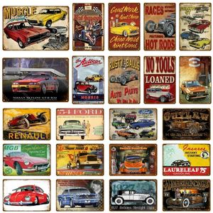 American Car art painting Metal Signs Pub Bar Room Garage Decoration Vintage Home Decor Hot Rods Races metal Poster Wall personalized Sticker Size 30X20CM w02