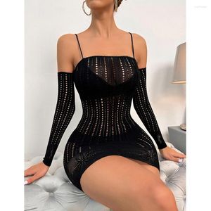 Sukienki swobodne moda damska sukienka siatka seksowna bielizna ropa mujer duży rozmiar Fishnet Babydoll Mini Party Club odzież bieliznę