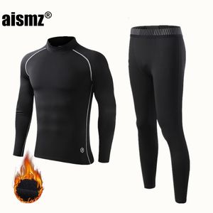 Men's Tracksuits Aismz Winter Thermal Underwear Boy Men Warm First Layer Man Sport Rashgard Fleece Compression Second Skin Long Johns 230301