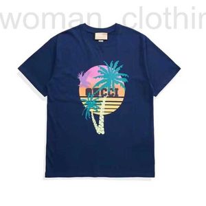 Men's T-Shirts Designer short sleeved t-shirts Rainbow Coconut Printed Knitted Cotton T-shirts Ocean View Letter VAY8