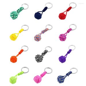 Keychains Key Chain Military Parachute Woven Rope Ball Keychain Paracord Lanyard Ring Monkey Fist Chains Outdoor Survival Tool