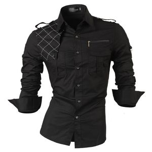 Mäns casual skjortor Jeansian Men's Long Sleeve Dress Casual Shirts Fashion Stylish Designer Military 8371 230301