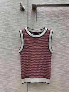 Women's Tanks & Camis Women Summer Silk O-neck Sleeveless Striped Elastic Knitted Tops Versatile Casual Sweet Cool Slim Female Clothes