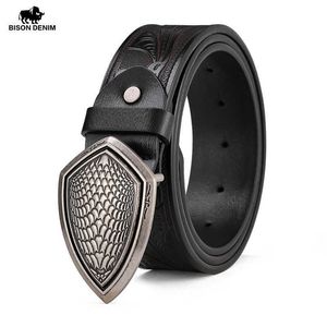 Belts BISON DENIM Genuine Leather Men Belt Pin Buckle Vintage Leather Belt High Quality New Fashion Luxury Strap Male Belts W70257 Z0228