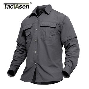 Camicie casual da uomo TACVASEN Abbigliamento militare da uomo Camicia militare leggera Camicia tattica ad asciugatura rapida Camicie da lavoro a maniche lunghe rimovibili estive 230301