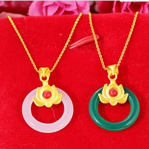 Colares pendentes Hi 2 PCs/lote Classic Classic 24K Gold Round Flower Colar para casais Jóias de casamento com Chain Cheker Birthday Gift