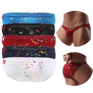 Mutande Graffiti Print Mens Funny Soft Underwear Slip Uomo Vita bassa U Convex Pouch Brief Stretch traspirante