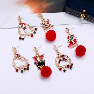 Dangle Earrings Christmas Star Stud Ornaments Plush Ball Dream Catcher/Candy/Christmas Boots/Bells/Elk/Gloves Holiday Gift