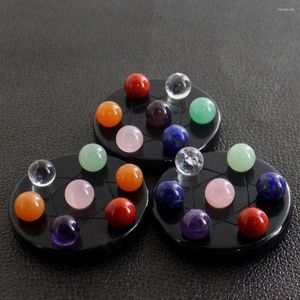 Pendant Necklaces Natural Crystal Ball 7 Chakra Yoga Reiki Healing Ornament Obsidian Base Seven Star Array Fengshui Stone Decoration For