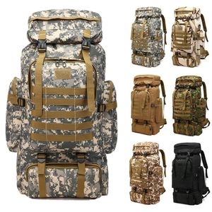 Outdoor Bags 80L Waterproof Molle Camo Tactical Backpack Military Army Hiking Camping Travel Rucksack Sports Climbing Bag 230228
