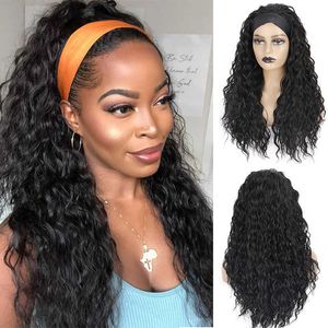 Xuchang is silkes hårband peruk svart lång lockigt hår peruk kvinnors lilla lockiga kemiska fiberhuvudskydd peruk 230301
