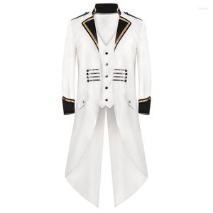 Erkekler Erkekler Erkek Beyaz Ortaçağ Steampunk Tailcoat Erkekler Rönesans Korsan Vampir Ceket Gotik Victoria Frock Party Party Cadılar Bayramı Kostüm