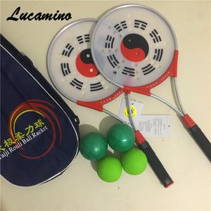 Outdoor-Fitnessgeräte, chinesisches Kongfu, chinesisches Wushu, Kampfkunst, Taiji, Rouli, Ballsport, Tai-Chi-Schläger-Set, 2 Schläger, 4 Bälle, 1 Tasche und Griffband 230301