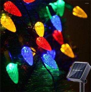 Strings Outdoor Christmas Strawberry String Light 50/100LED Multicolored C6 Solar Garland 8 Mode For Patio Xmas Tree Decor