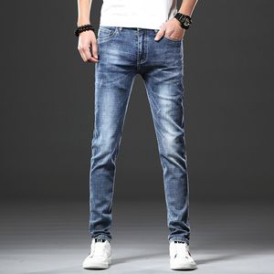 Мужские джинсы Jantour Brand Shinny Jeans Men Slim Fit Denim Joggers растягивает мужские джинсовые брюки Blue Men Jeans Fashion Casual Hombre 230301