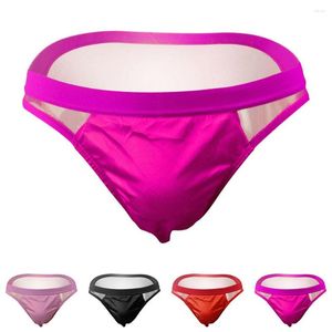 Underpants Mens Sissy Satin Mesh Lingerie Panties Bikini Sexy Briefs Thong Porn Underwear Breathable Sleep Bottoms Cock Pouch Gay Men Brief