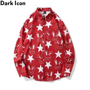 Men's Casual Shirts Dark Five Star Rabbit Red Shirts Men Women Button Up Thin Material Man Blouse for New Year Z0224